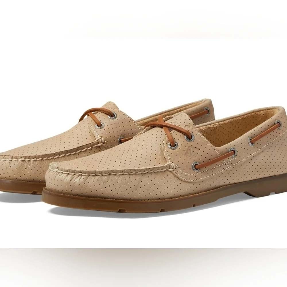 Sperry Leeward 2-Eye Perf, Off-White, Mens Boat Shoes 9M, NIB